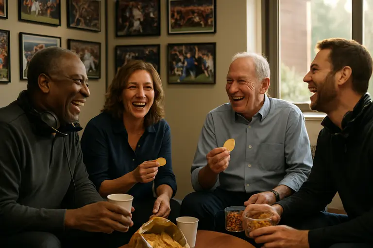 Sacramento fans watching a basketball broadcast together at home