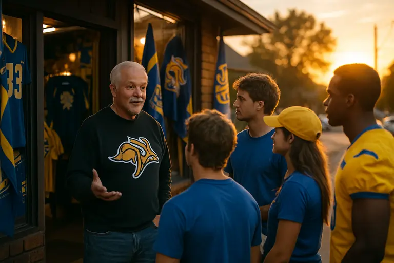 San Diego State fans walking toward a football stadium on game day