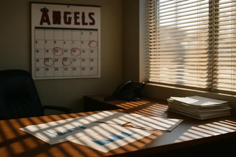 Baseball executives reviewing notes from seats above the field