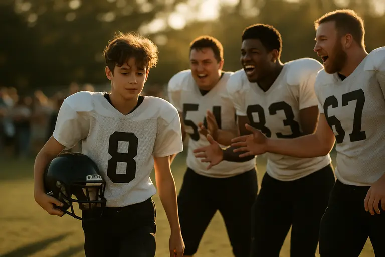 A young quarterback prepares to throw during high school football warmups