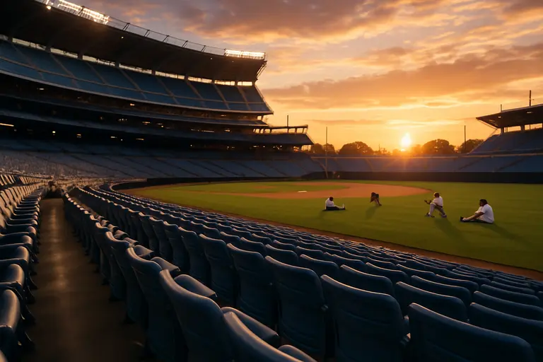 Dodger Stadium sits ready before a postseason night game in Los Angeles